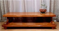 RUSTIC LOG CABIN PINE step Back Top COFFEE TABLE