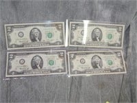 4 $2 notes from 1976 all consecutive serial no's