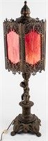 Parlor Lamp w Slag Glass Shade Cherub Handel