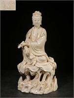 Chinese Blanc De Porcelain Guanyin Statue