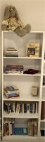Five Shelf White Bookcase with Contents