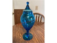 Toscan Blue Crackle Glass Candy Dish