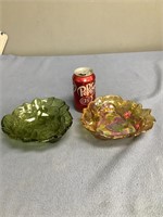 2 Candy Dishes   1 - Carnival Glass