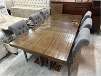 Tussle Wood with Glass Overlay Dining Table with