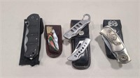 4 POCKET KNIVES WITH SHEATH