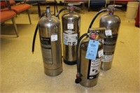 4 Stainless steel fire extinguishers