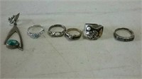 Rings and earrings marked Sterling or .925