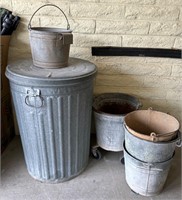 Metal Trash Can, Buckets, Mop Bucket