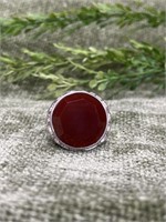 Sterling Silver Red Agate Gemstone Ring