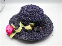 Vintage ladies woven navy hat with box
