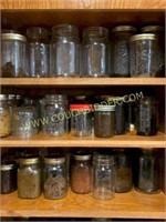Large lot of canning jars- 3 shelves