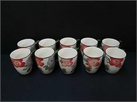 Ten Pfaltzgraff Floral Coffee Cups.