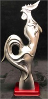 Chinese Silver Resin Chicken Sculpture Figurine