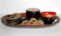 Lacquered Wood Tray, Boxes and Bowls