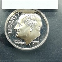 2001 S Dime 10c PR70 ICG DCAM Silver