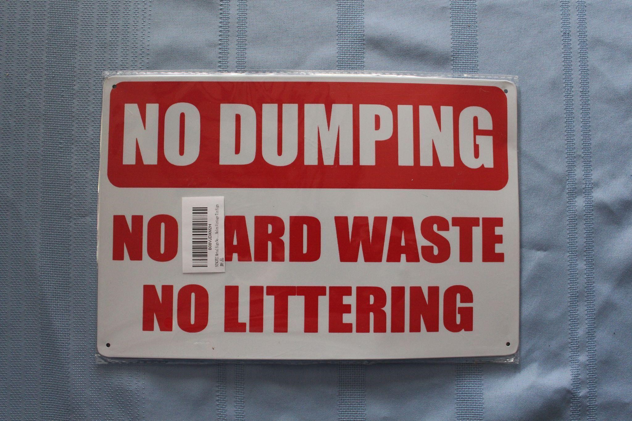 Retro Tin Sign: No Dumping