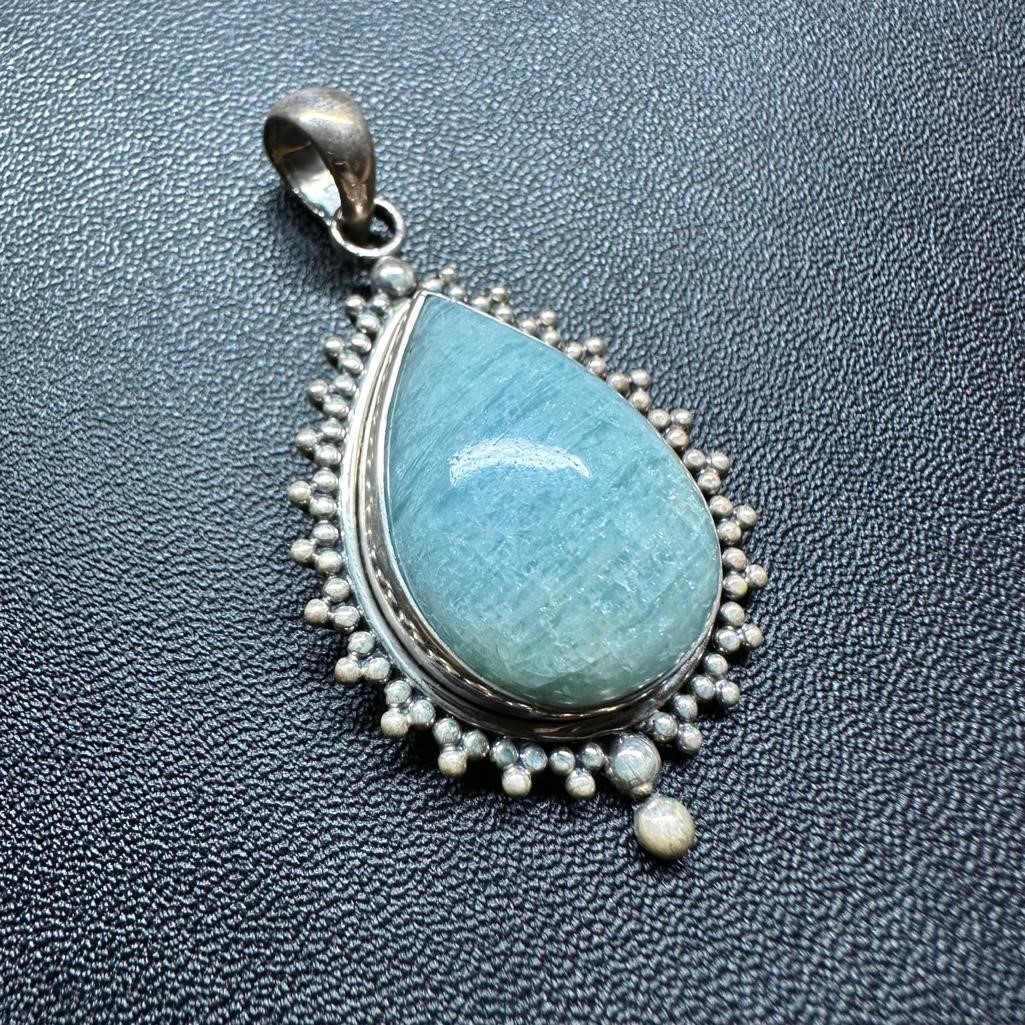 Sterling Silver Aventurine Teardrop Pendant