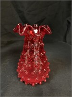 5.5 “ RED HOBNAIL RUFFLE EDGE VASE