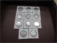 11 CANADA COINS 25CENTS ALL DIFF BACKS
