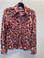 Vintage 1970s Purple Floral Blouse