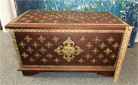 12" x 22" brass decorated mahogany chest w/lid