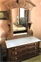 Antique  Mahogany and Marble Dresser