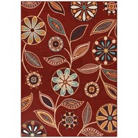 X1012  Maples Rugs Minerva Red Floral Rug, 5' x 7