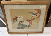 Framed Chinese Watercolor Painting on Silk