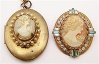VINTAGE CAMEO JEWELRY LOT: (1)NECKLACE WITH
