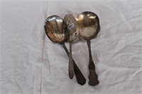 LOT OF THREE SILVER PLATED SERVING SPOONS