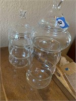 STACKABLE GLASS CANDY DISH SETS WITH LIDS