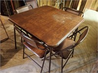 Padded Card Table w/ (4) Padded Chairs