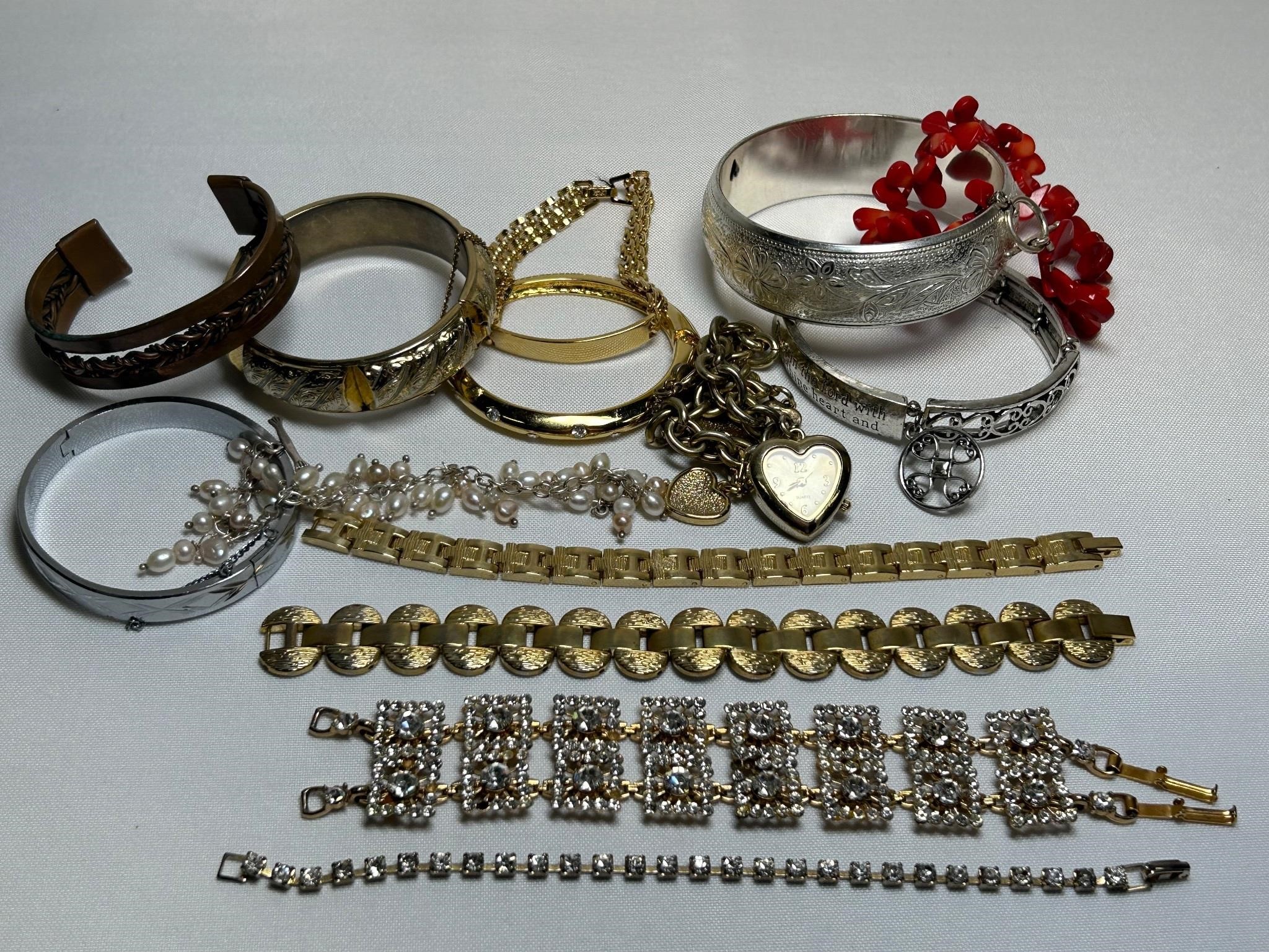 14 Fashion Bracelets, 1 Marked Napier