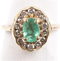 Jewelry 14kt Yellow Gold Diamond & Emerald Ring