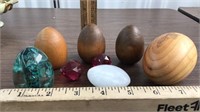 Wooden eggs, Eilat's stone in egg, white stone