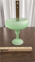Indiana Diamond Point candy dish, green frosted