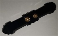 Antique Bar Shaped Onyx & Gold Mourning Pin