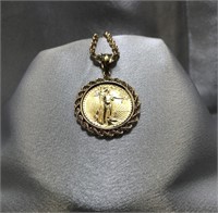 14k Rope Chain &  1988 $10 Gold Piece