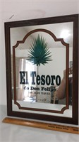 Large El Tesoro tequila mirrored sign.  24x18