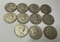 11 Franklin Half Dollars, 1950s-60s