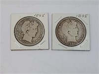 2 1895 Barber Half Dollars