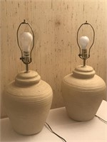 Pair of  Heavy Pottery Lamps