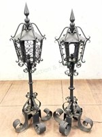 (2) Wrought Iron Free Standing Electric Lanterns