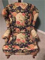 Floral pattern wingback chair