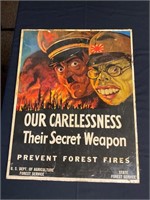 1943 Our Carelessness Poster on Board