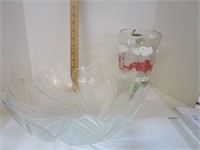 Glass Bowl & handpainted water pitcher