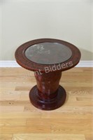 Indonesian Red with Black Floral Round Table