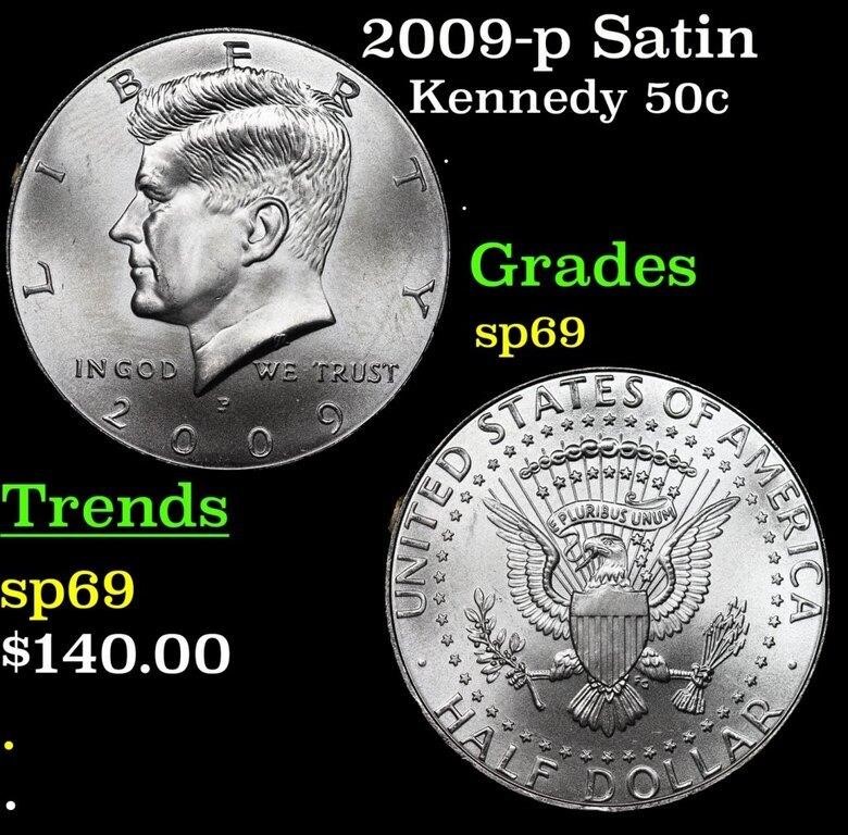 2009-p Satin Kennedy Half Dollar 50c Graded sp69 B