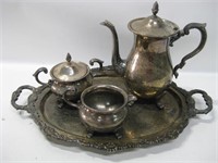 Vintage Bristol Silver Plate Tea Set As Shown