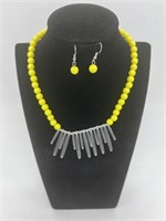 Silver and Yellow Necklace Icicle Set